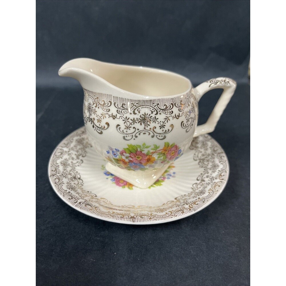 VTG Royal National Brotherhood Operative Potters # 5265 22k Gold Creamer & Plate